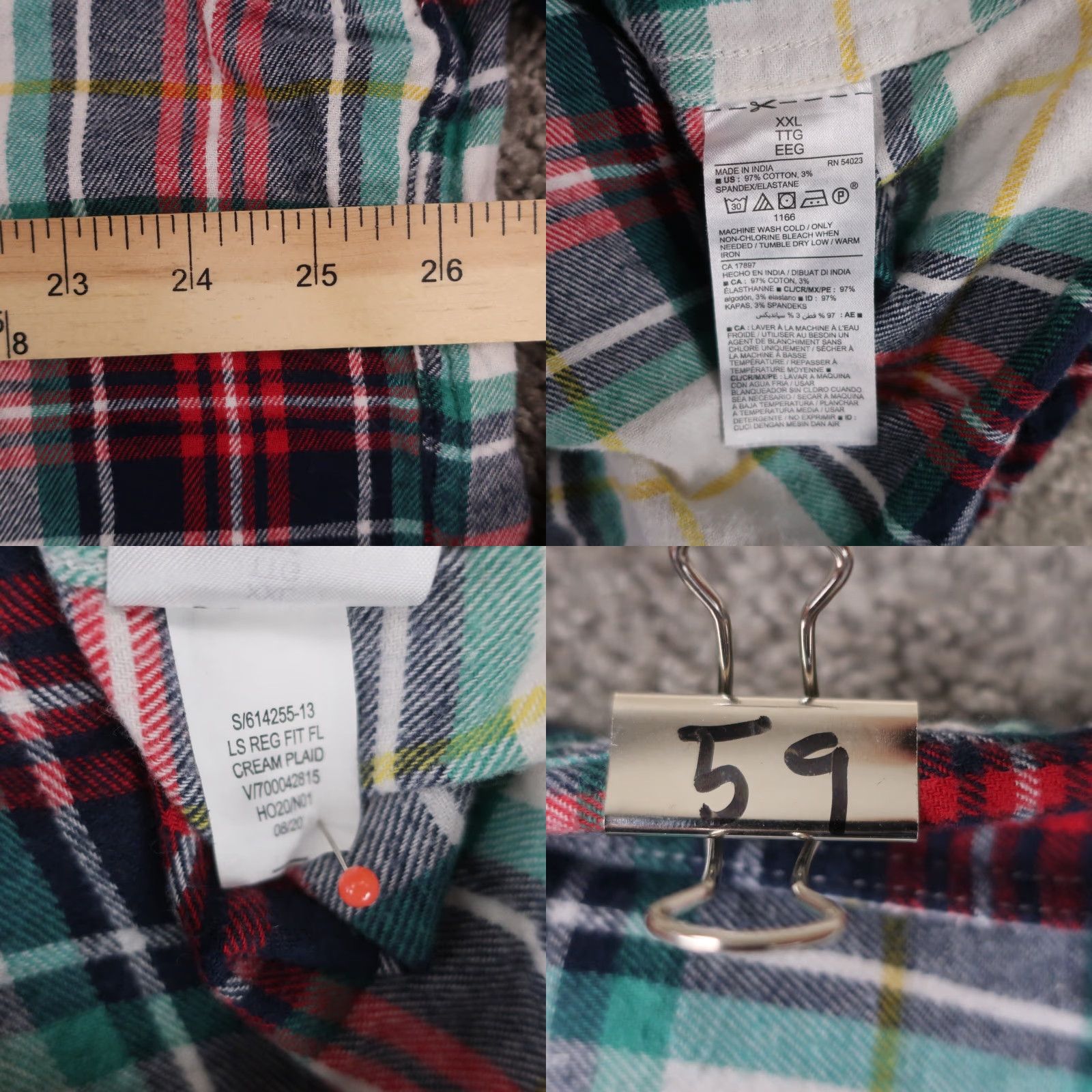 Old Navy Old Navy Flannel Shirt Men's 2XL Multicolor Plaid Long Sleeve Size US XXL / EU 58 / 5 - 8 Thumbnail