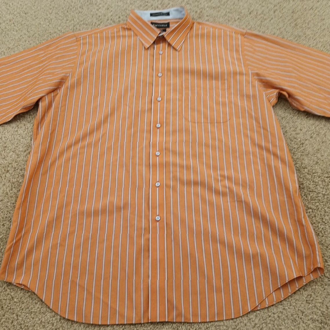 Vintage Paul Fredrick Shirt Mens Size 18 Orange Striped Long Sleeve Button-Up Cotton Size US XXL / EU 58 / 5 - 4 Thumbnail