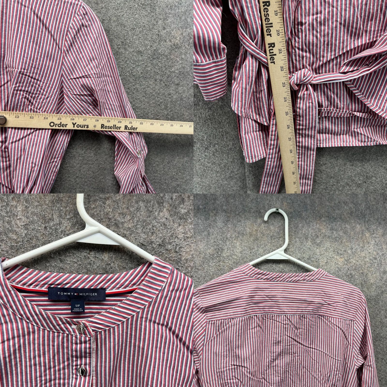 Tommy Hilfiger Tommy Hilfiger Shirt Dress Womens Small Red Striped Button Down Belted A Line Size S / US 4 / IT 40 - 8 Thumbnail