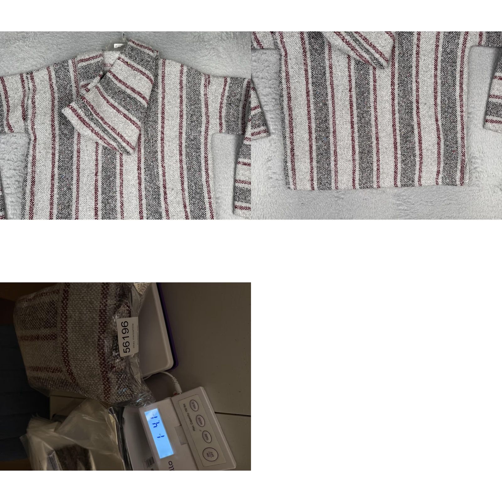 Baja Hoodie Mens Medium Gray Striped Kangaroo Pocket Hippie Drug Rug Poncho
