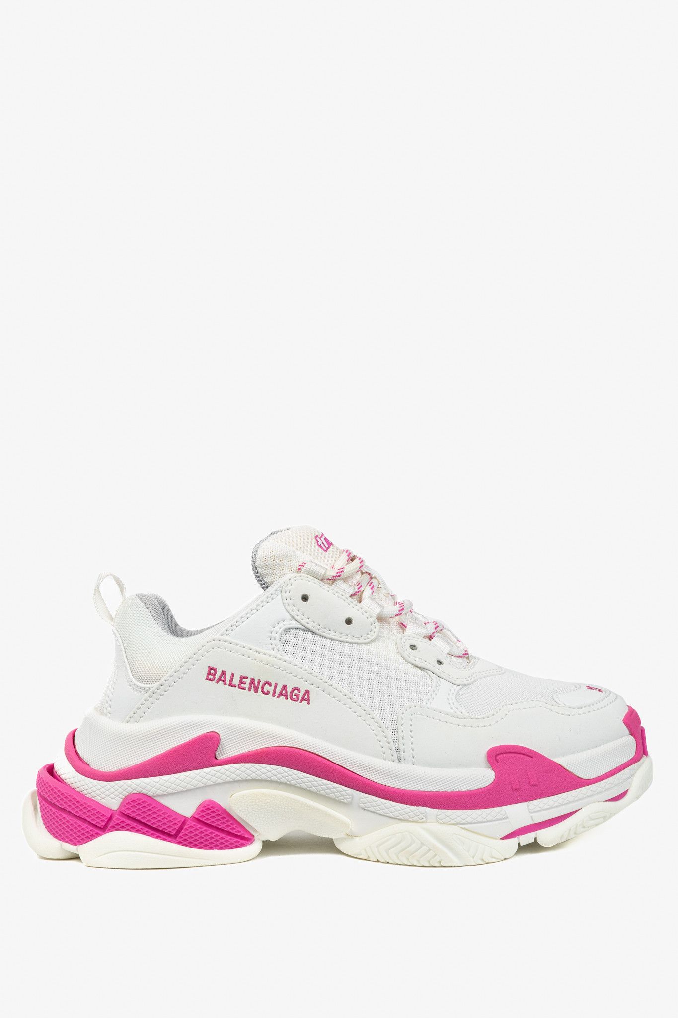 Balenciaga Balenciaga Triple S White Fluo Pink Chunky Low-Top Sneakers Size US 8.5 / IT 38.5 - 1 Thumbnail