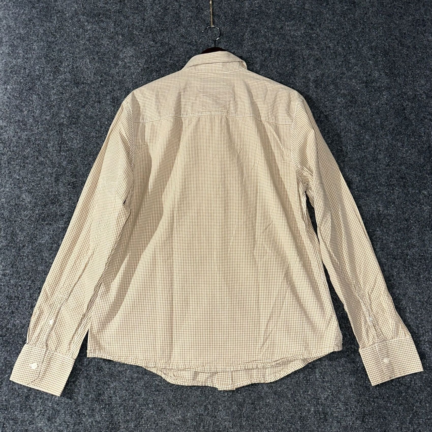 Levi's VINTAGE Levis Shirt Mens L Tan Gingham Check Cotton Long Sleeve Button Up Pocket Size US L / EU 52-54 / 3 - 6 Thumbnail