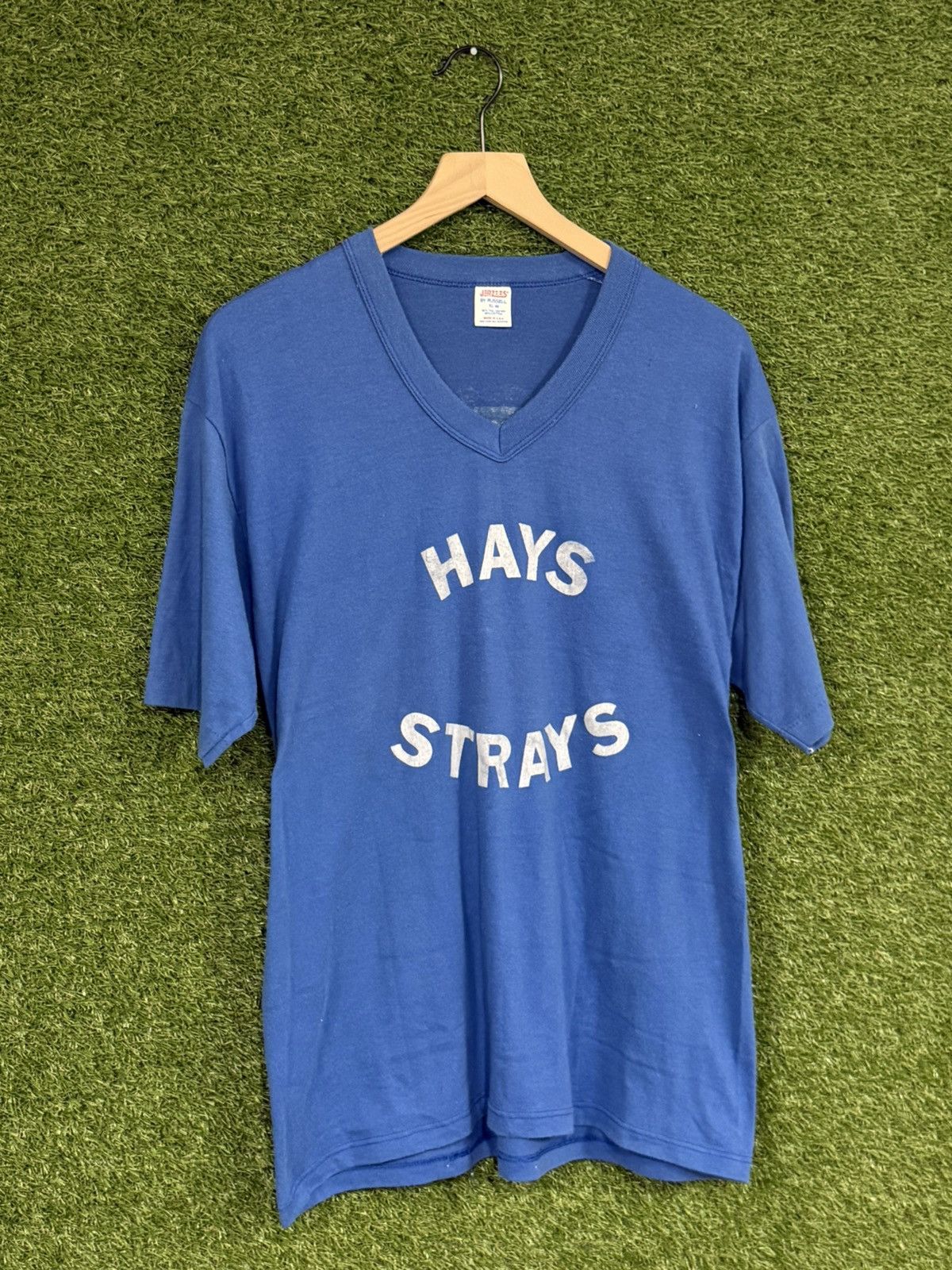 Russell Athletic RARE Vintage 80s Jerzees Russell Stray Hays Blue Tee XL Size US XL / EU 56 / 4 - 1 Thumbnail
