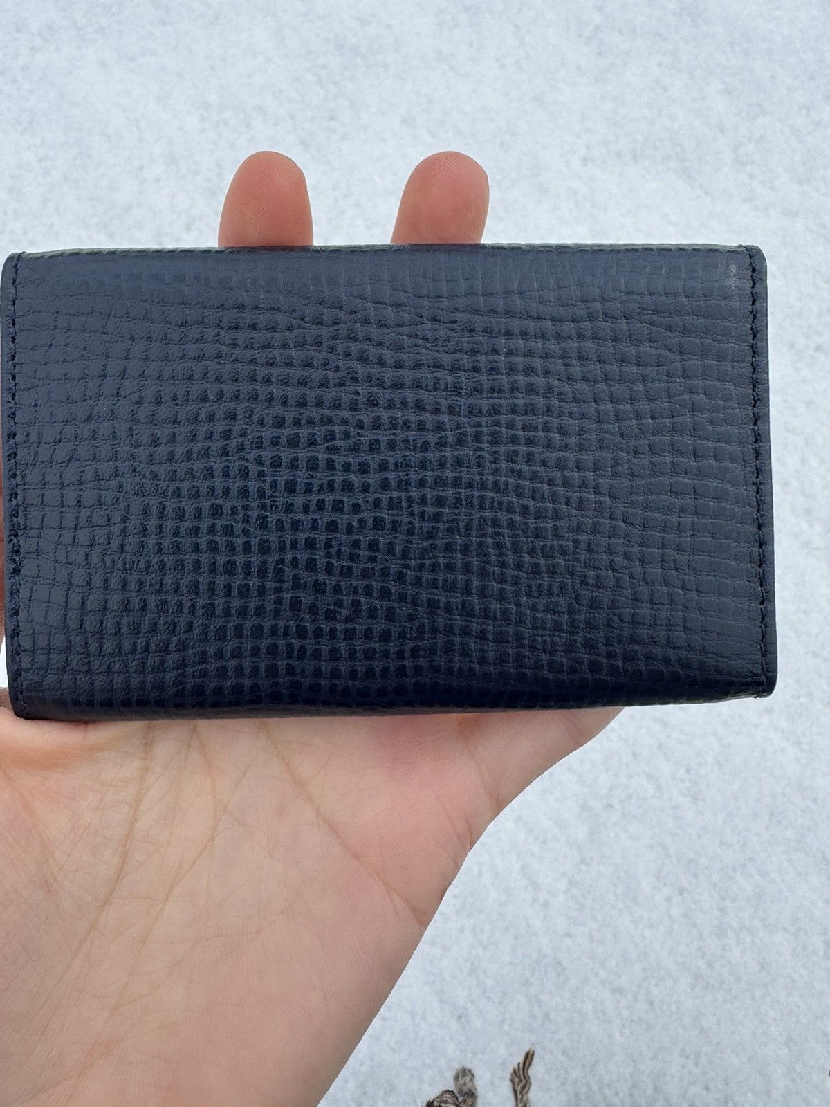 Dior Navy Leather Logo Ring Key Case Card Holder