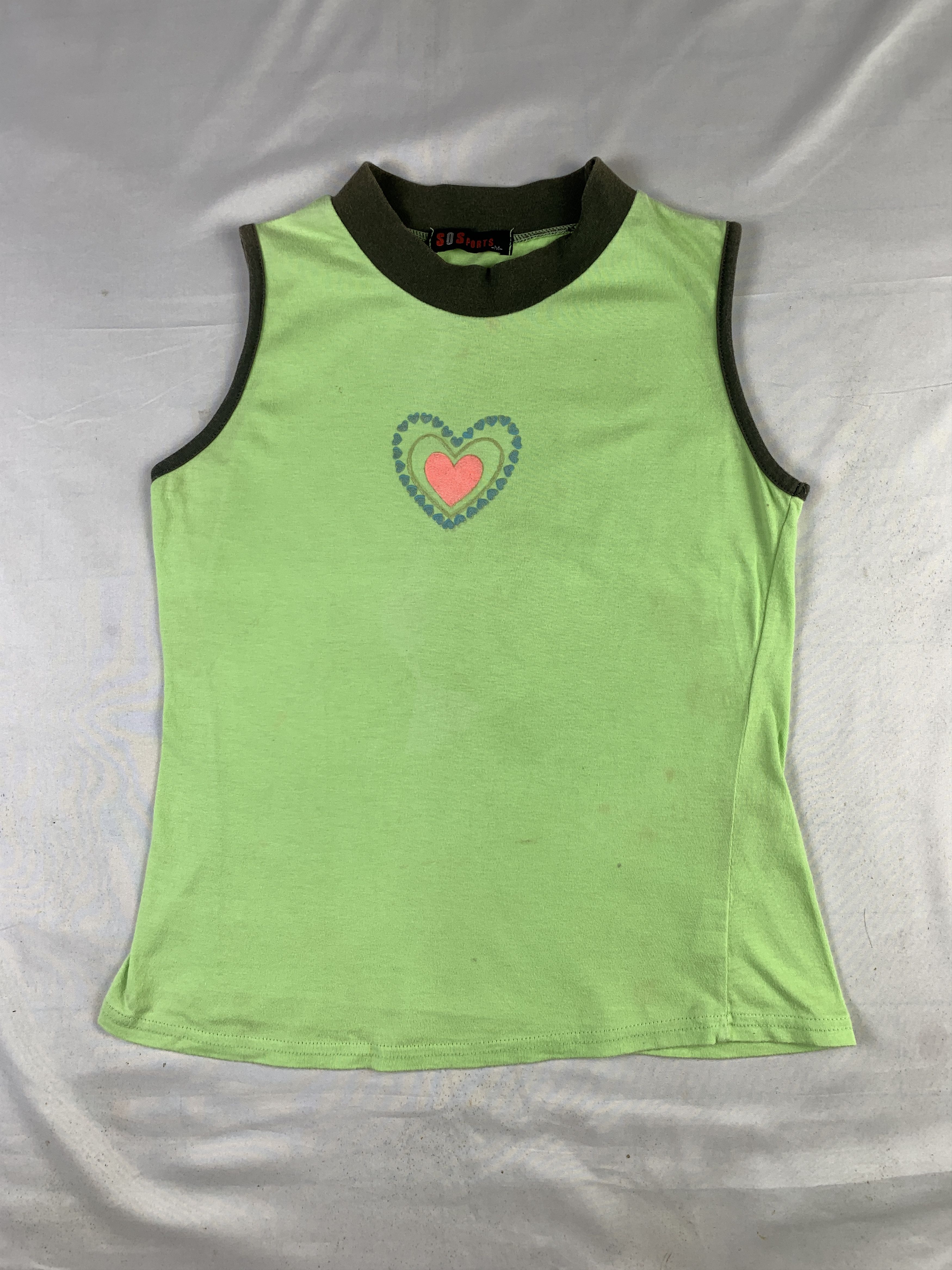 Japanese Brand Babby Soft Green Puffy Love Ringer Sleeveless Top (S) Size S / US 4 / IT 40 - 1 Thumbnail