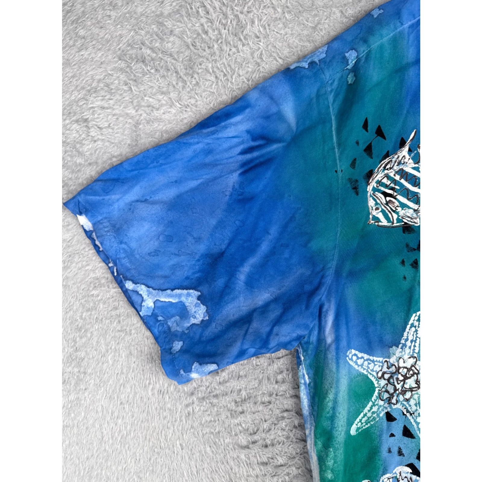 Vintage VINTAGE Crazy Fish Shirt Men 2XL XXL Blue Ocean Hawaiian Button Cotton Made USA Size US XXL / EU 58 / 5 - 3 Thumbnail