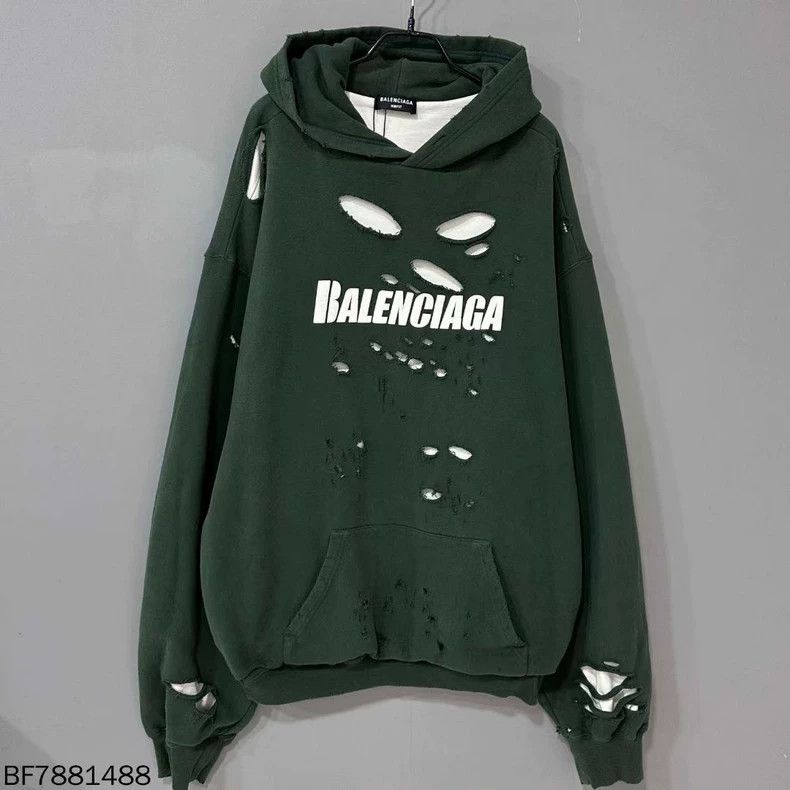 Balenciaga Balenciaga Green double-layer hooded sweater with big dama Size US M / EU 48-50 / 2 - 2 Thumbnail