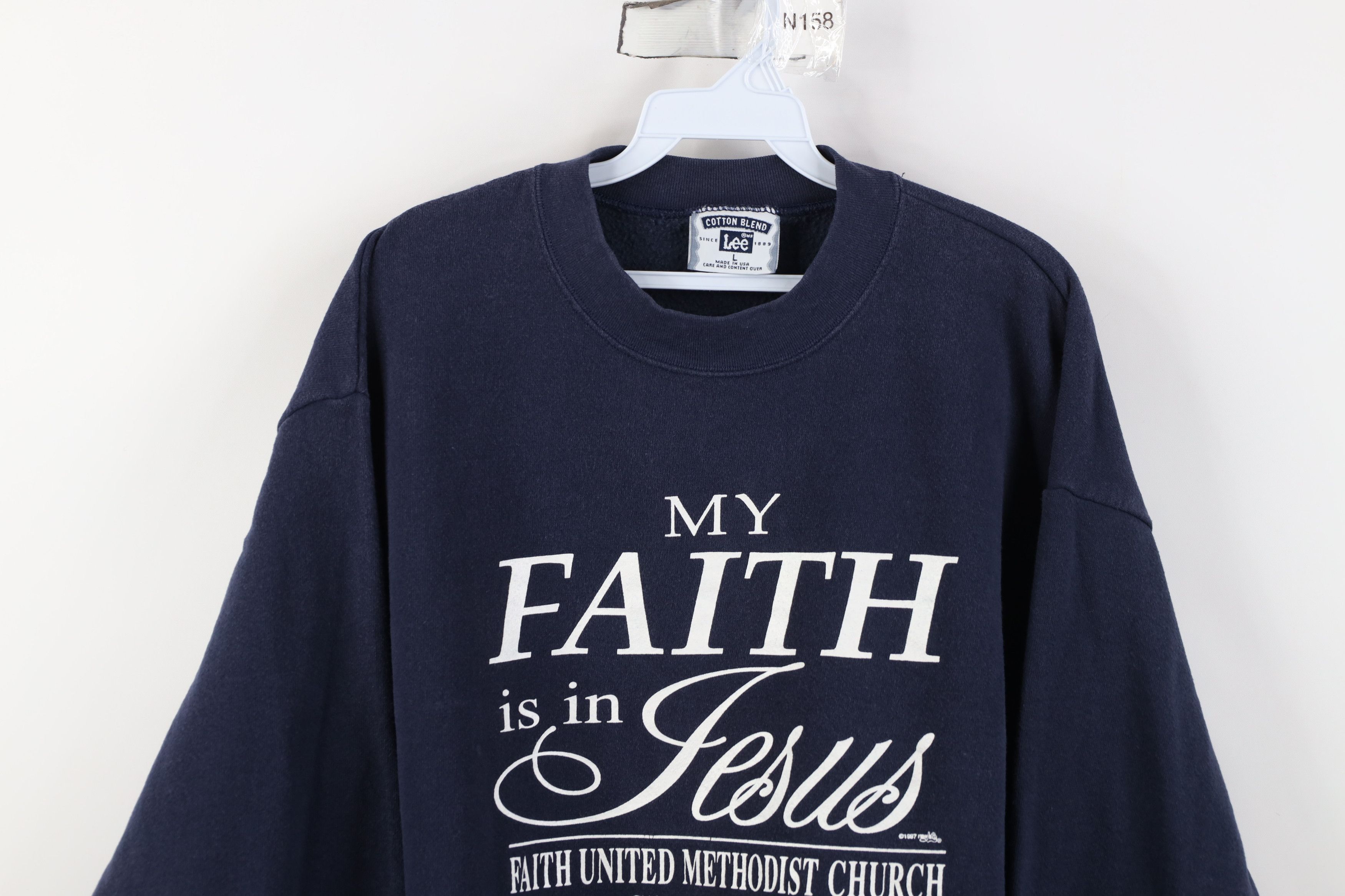 Vintage Vintage 90s My Faith Is In Jesus Christian Sweatshirt USA Size L / US 10 / IT 46 - 2 Thumbnail