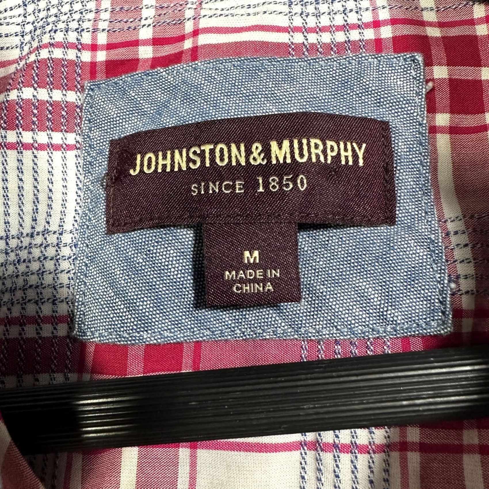 Johnston & Murphy Johnston & Murphy Shirt Mens Medium Plaid Cotton Short Sleeve Button Up Pockets Size US M / EU 48-50 / 2 - 5 Thumbnail