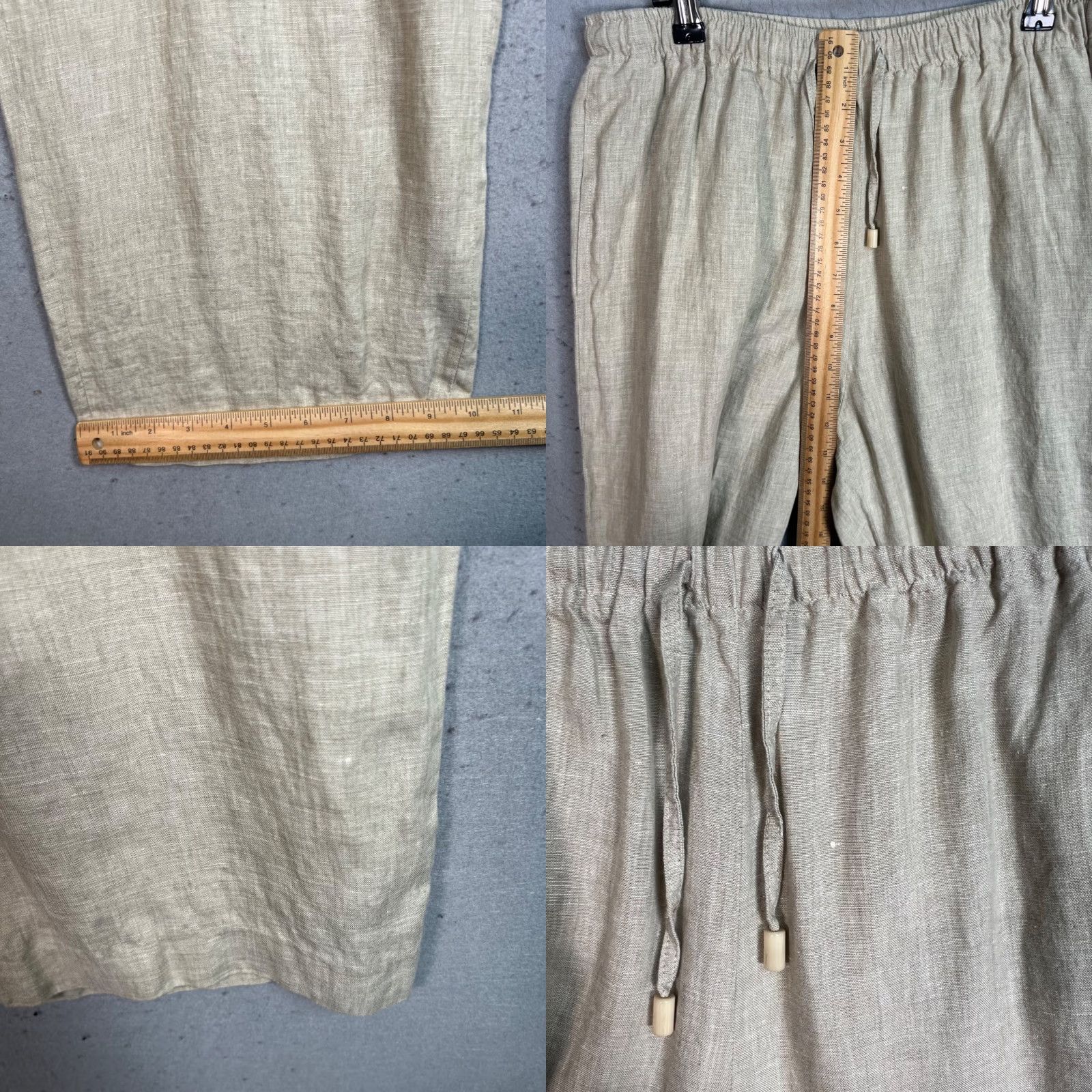 Escada VINTAGE Escada Sport Womens Wide-Leg Pants Beig e Linen Elastic Waist Drawstring 30 Inseam 24 in Ankle Flat Front Regular Size 30 Womens) Size 30" / US 8 / IT 44 - 8 Thumbnail