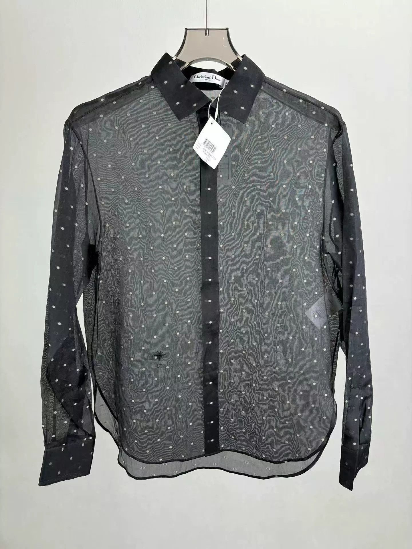 Dior DIOR Black Polka Dot Silk Organza Shirt Size M / US 6-8 / IT 42-44 - 1 Thumbnail