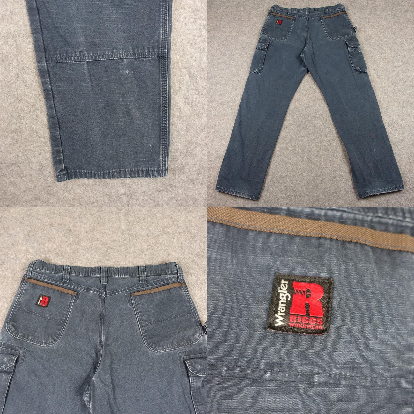 Wrangler Wrangler RIGGS Workwear Carpenter Pants Mens 38x34 Blue Cargo Pocket Straight Relaxed Belt Loops Size US 38 / EU 54 - 8 Thumbnail
