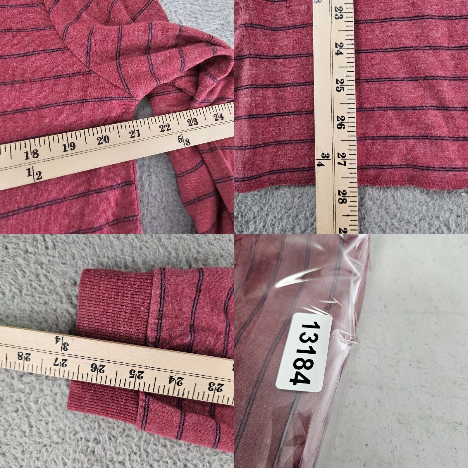 Marine Layer Marine Layer Shirt Adult L Red Striped Henley Long Sleeve Knit Pullover Button Cotton Mens Size US L / EU 52-54 / 3 - 8 Thumbnail