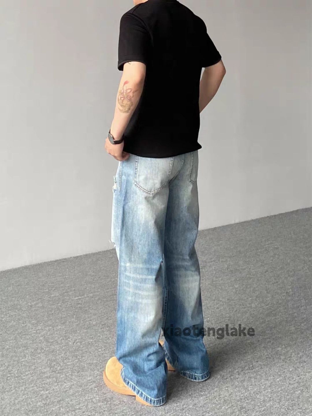Vintage Custom washed faded loose baggy hiphop ripped jeans Size US 28 / EU 44 - 4 Thumbnail