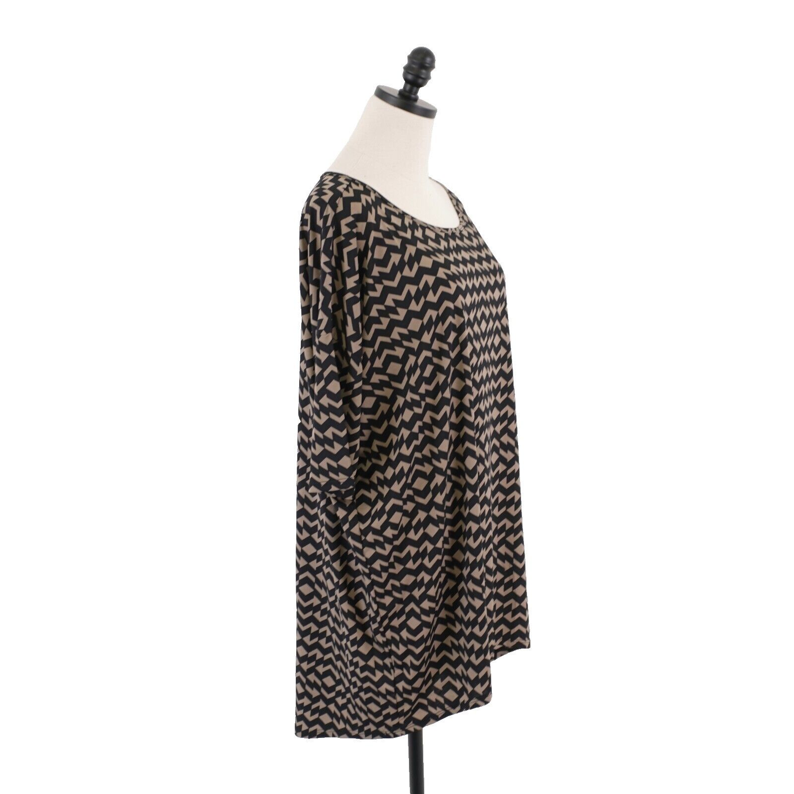 Designer NEW LuLaRoe Irma Large Beige Black Loose Fit Tunic Top Short Size L / US 10 / IT 46 - 7 Thumbnail
