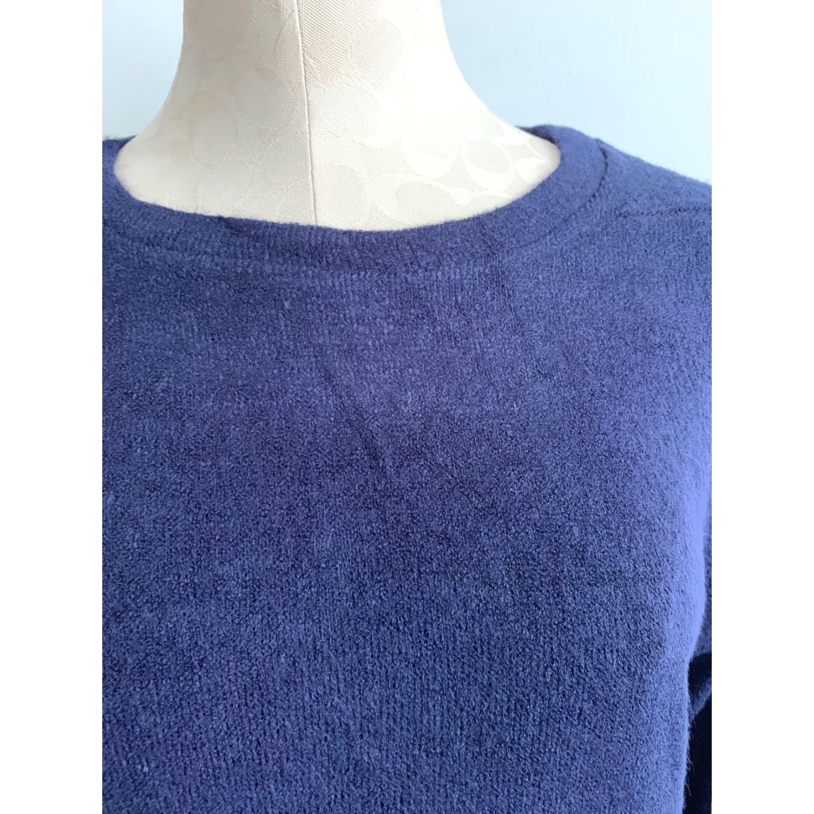 Vintage Yomoko Women's Tunic Sweater Medium Navy Blue Side Zip Lightweight Knitwear Sweater Crew Neck Long Sleeve 95% cotton 5% polyester Size M / US 6-8 / IT 42-44 - 5 Thumbnail