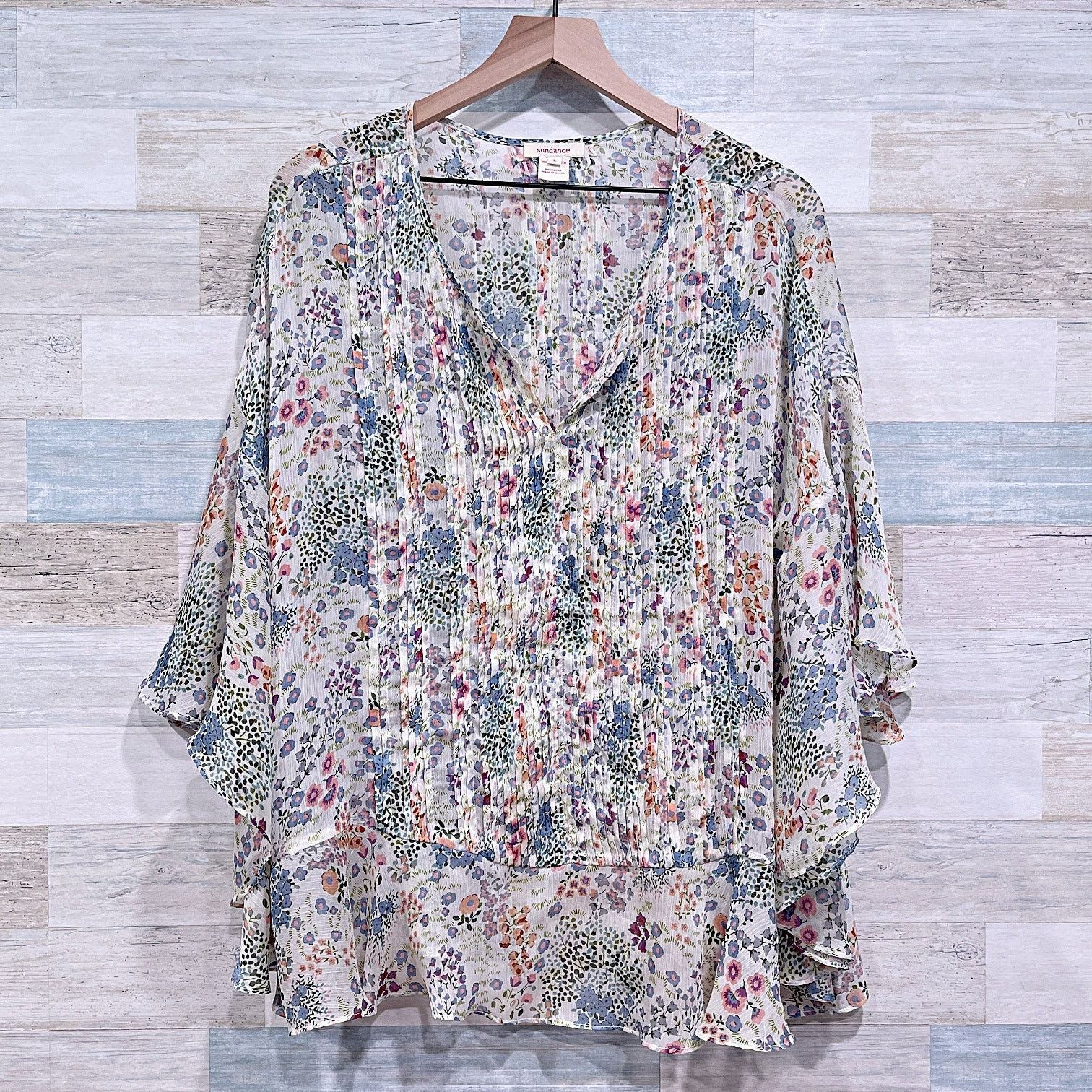 Other SUNDANCE Sheer Floral Pinkuck Blouse Womens Large Size L / US 10 / IT 46 - 1 Thumbnail