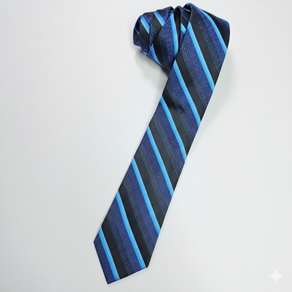 Apt. 9 Apt. 9 58x2.5" Tie Metallic Blue Black Diagonal Stripe Narro Size ONE SIZE - 4 Thumbnail
