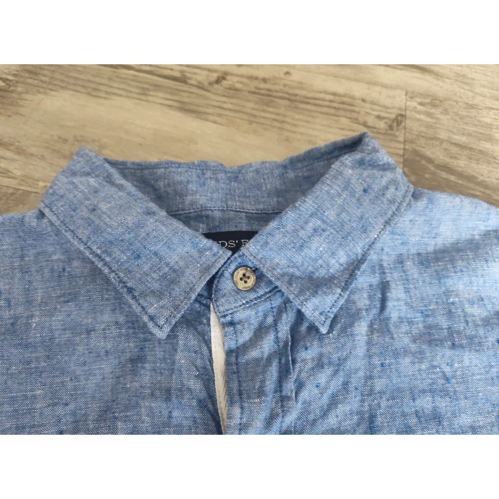 Lands' End VINTAGE Lands' End Men's Linen Shirt Short Sleeve Casual Spring Summer Blue Size L Size US L / EU 52-54 / 3 - 7 Thumbnail