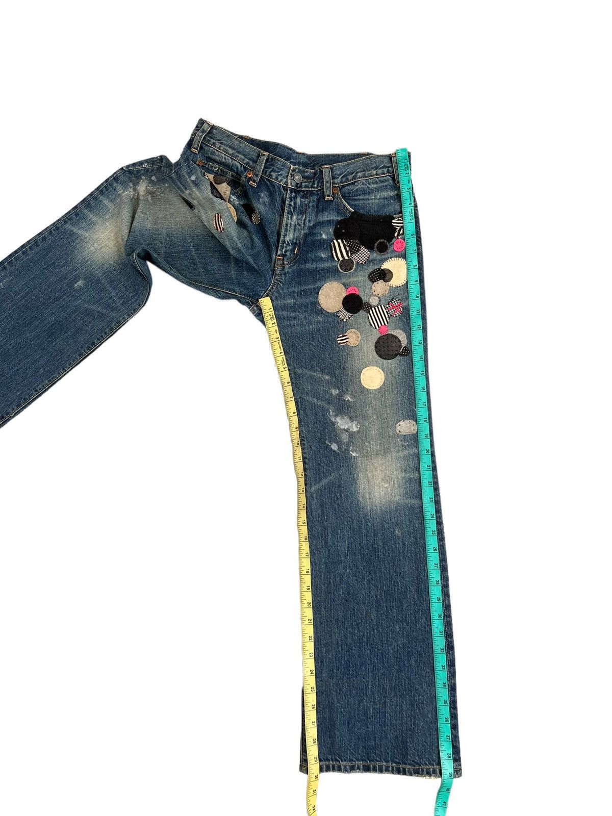 Vintage Vintage RNA Japan Distress Patchwork Mud Denim Flare Jeans Size US 29 - 5 Thumbnail