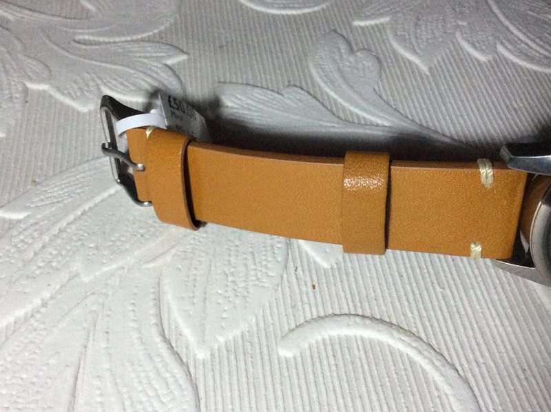 Designer Miro cream /Brown Men's leather strap Watch Size ONE SIZE - 5 Thumbnail