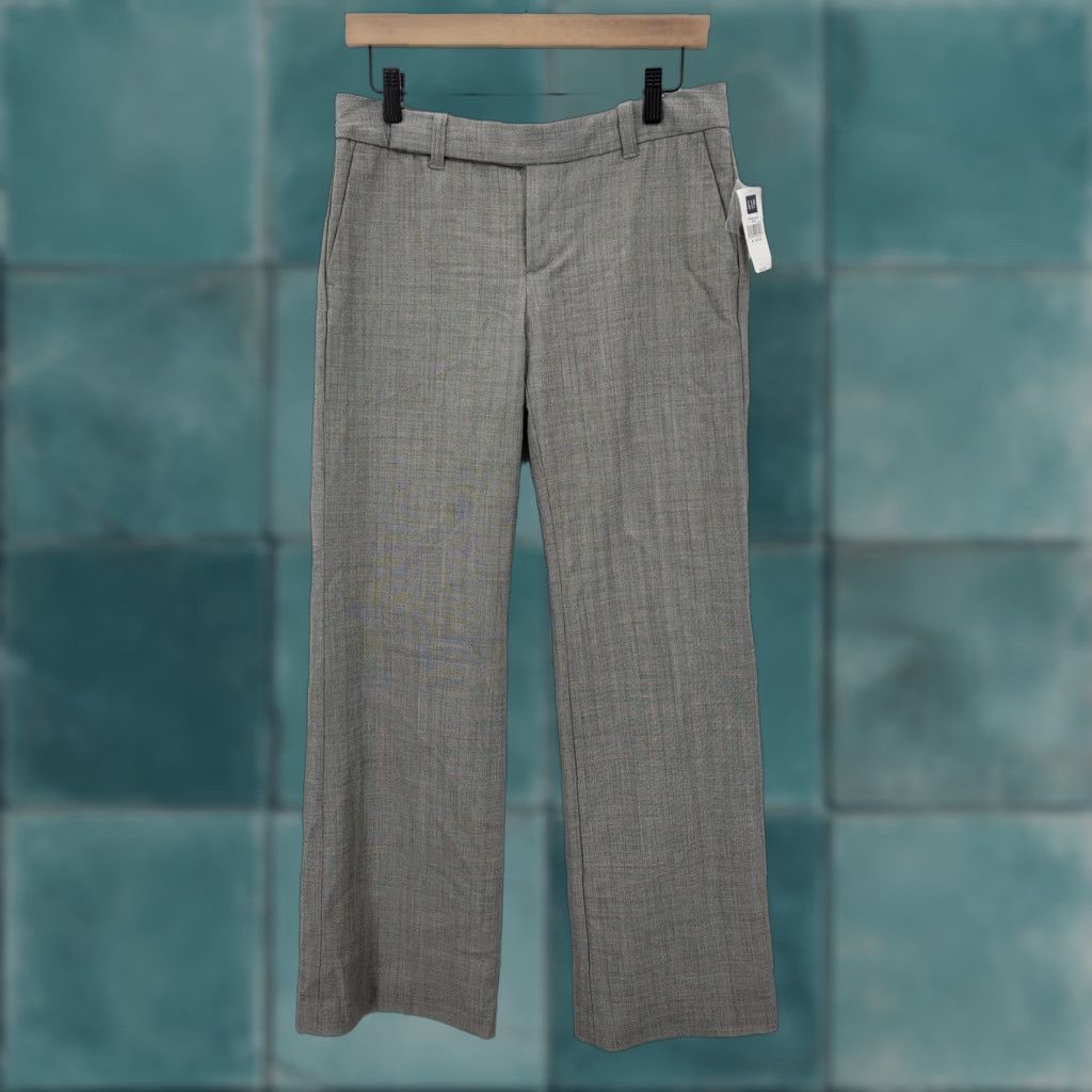 Gap VINTAGE Gap Pants Womens 6 Gray Herringbone Modern Fit Flare GapStretch NWT Dress Pants Workwear 2000s Size 28" / US 6 / IT 42 - 1 Thumbnail