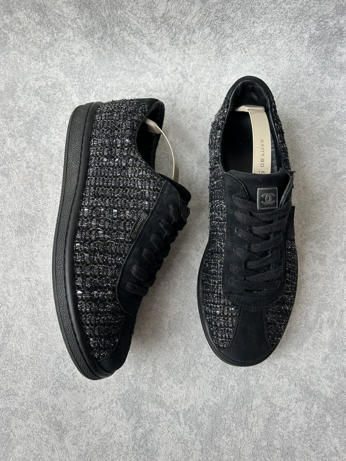 Chanel Chanel Coco Mark Black Tweed Sneakers Size US 8 / IT 38 - 4 Thumbnail