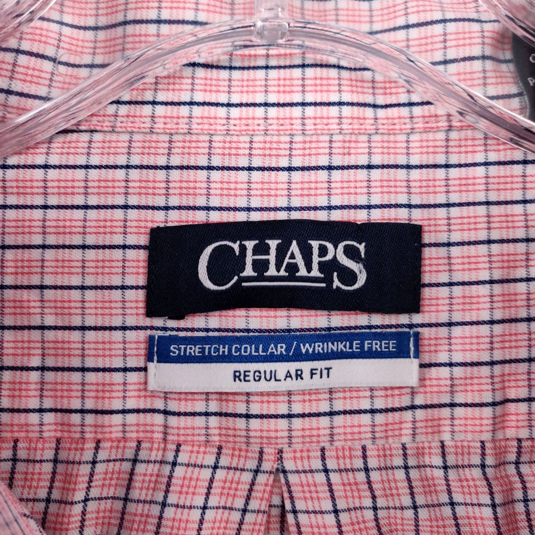 Chaps Chaps Dress Shirt Mens 16 Red Plaid Button-Down Wrinkle Resistant Stretch Collar Size 42R - 3 Thumbnail