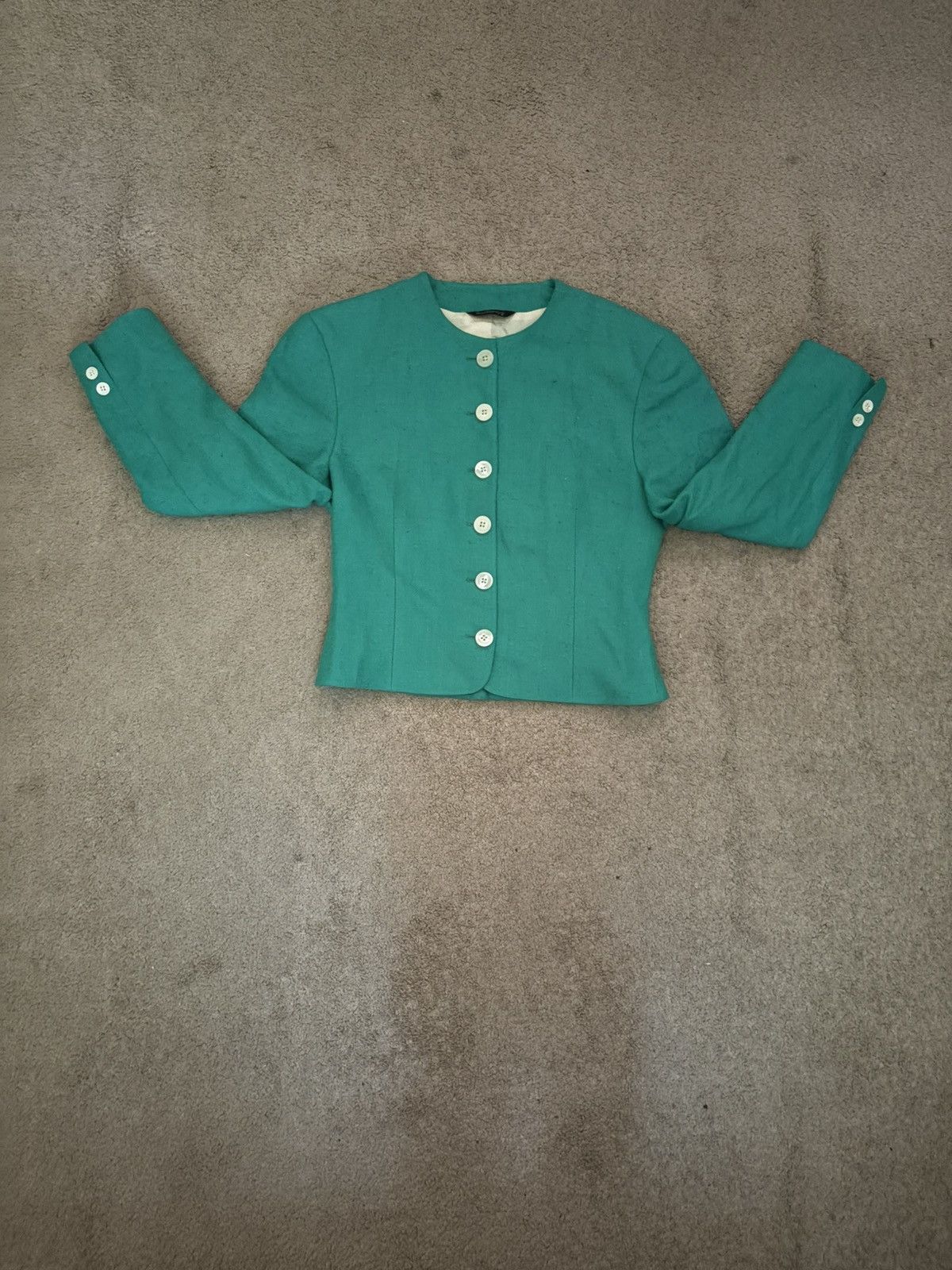 Burberry White and green vintage cardigan Size S / US 4 / IT 40 - 1 Thumbnail