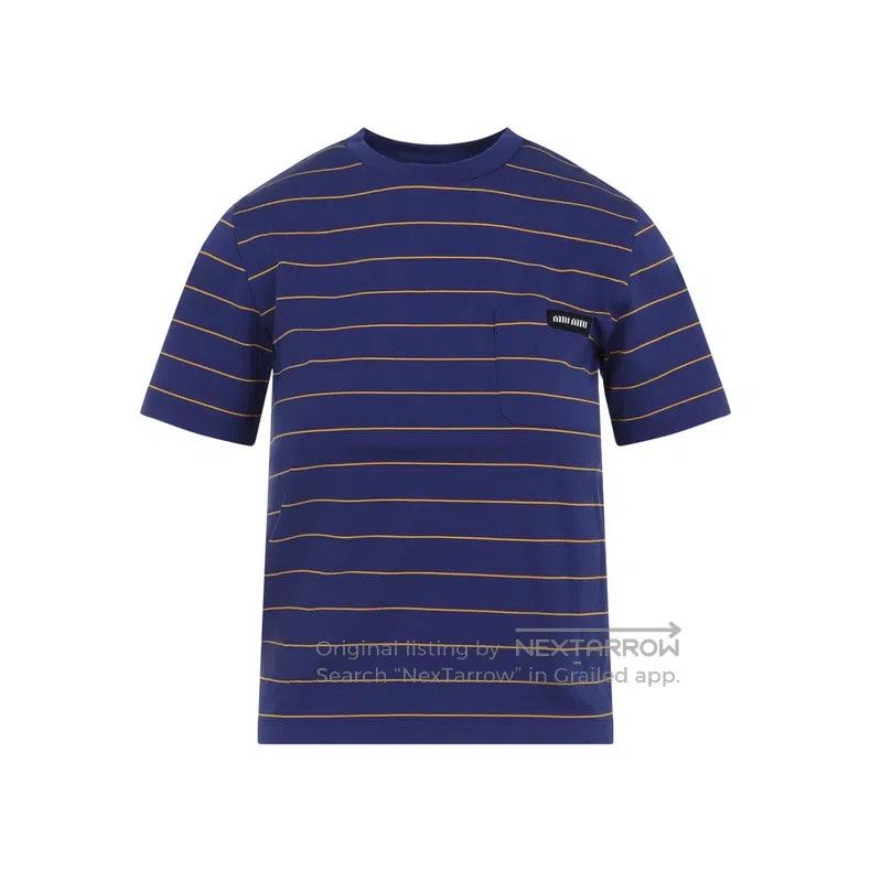 Miu Miu Miu Miu Size M Blue striped short sleeve T-shirt Size M / US 6-8 / IT 42-44 - 1 Thumbnail