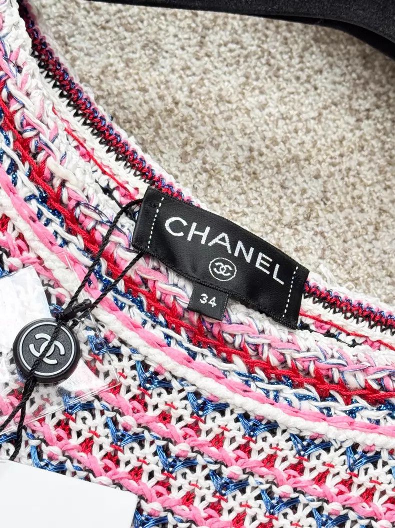 Chanel Chanel Pink mixed-colour woven short-sleeved dress Size XXS / US 00 / IT 34 - 4 Thumbnail
