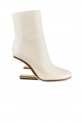 Fendi First ankle boots in smooth white leather 95mm