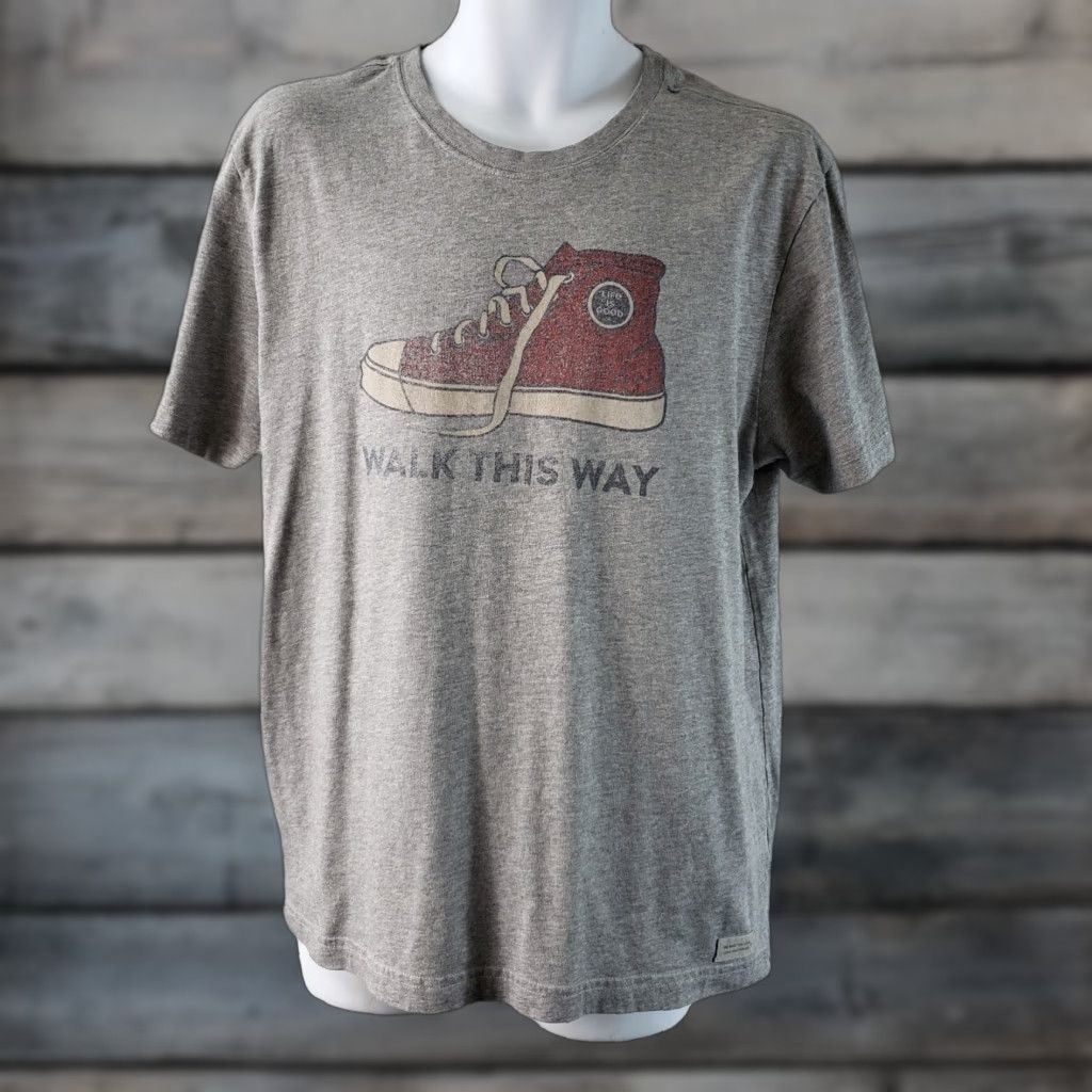 Life is Good Life is Good Mens Crusher Tee Sz M Gray Short Sleeve Walk This Way Shirts Mens Size US 31 - 1 Thumbnail