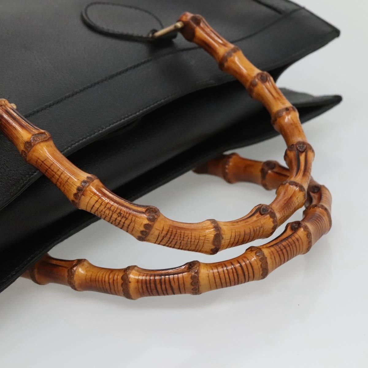 Gucci GUCCI Bamboo Hand Bag Leather Black Gold 002 1186 002 1186 Size ONE SIZE - 7 Thumbnail