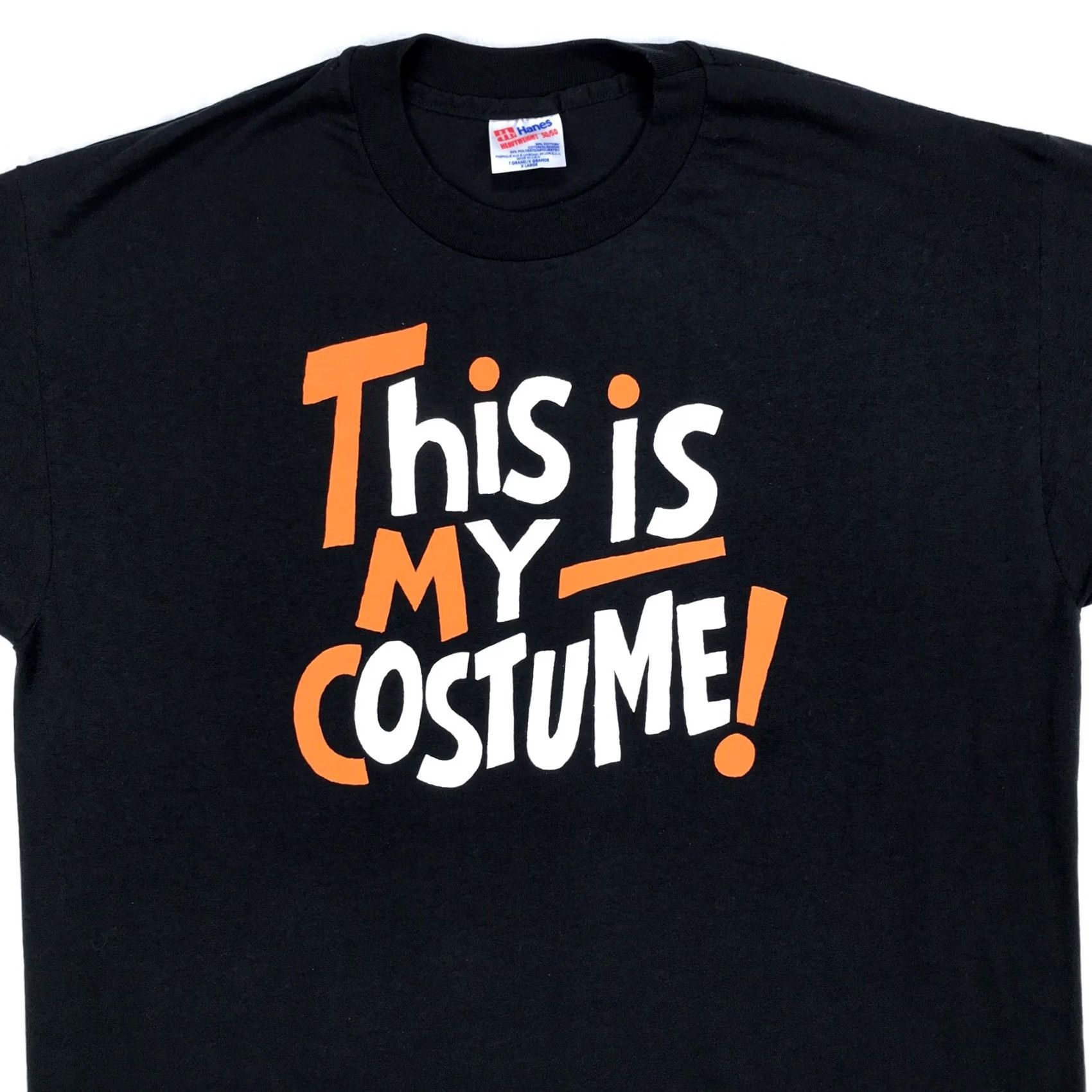 Hanes VINTAGE Hanes T-Shirt XL Black THIS IS MY HALLOWEEN COSTUME trick or treat 80s 90s Mens Size US XL / EU 56 / 4 - 3 Thumbnail