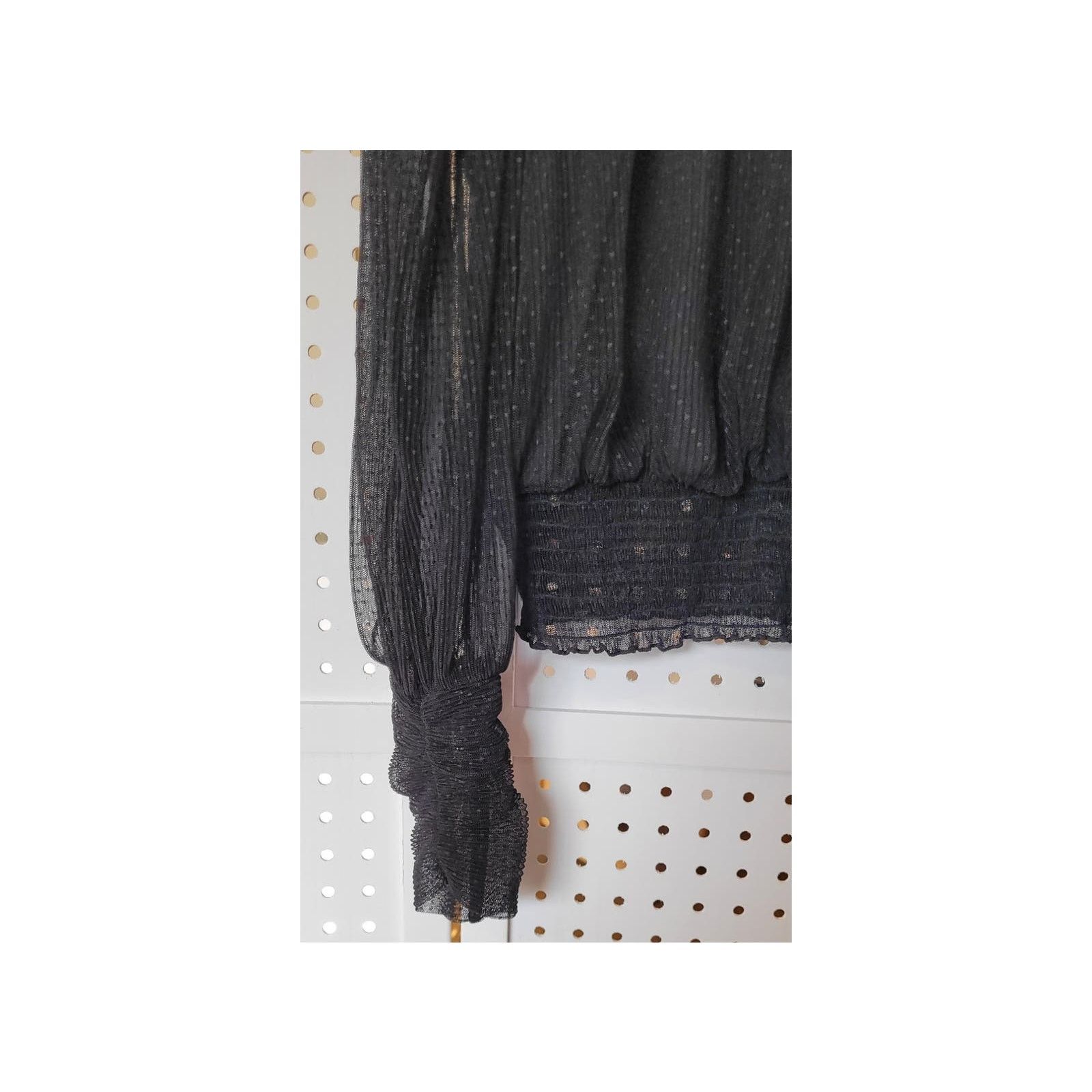 Other Shinestar Womens Crop Top Small Black Mesh Sheer Puff Sleeve Size S / US 4 / IT 40 - 6 Thumbnail
