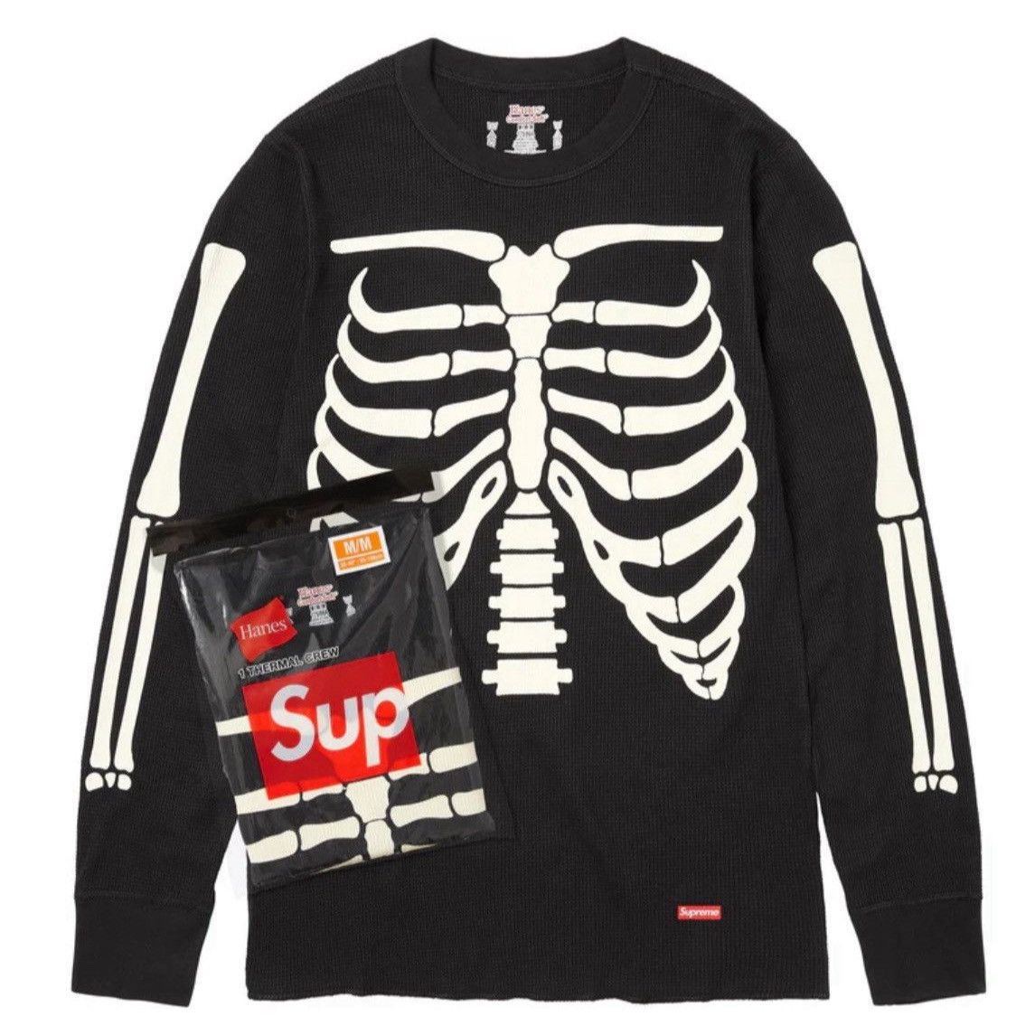 Supreme Supreme Hanes Bones Thermal Crew Black Size Extra Large Size ONE SIZE - 4 Thumbnail