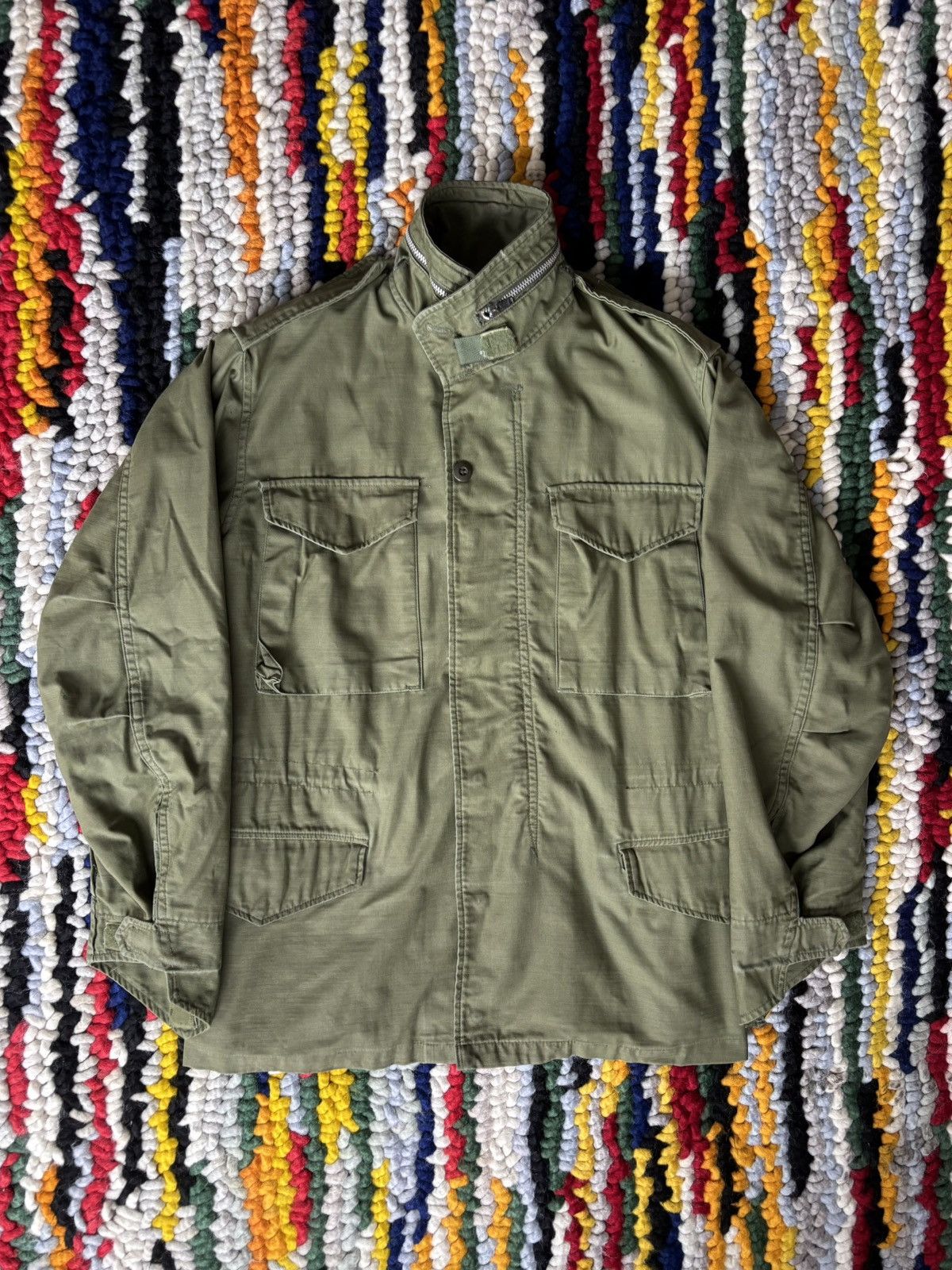 Vintage Vintage 1970s M-65 Jacket Embroidered Skull Size US L / EU 52-54 / 3 - 3 Thumbnail