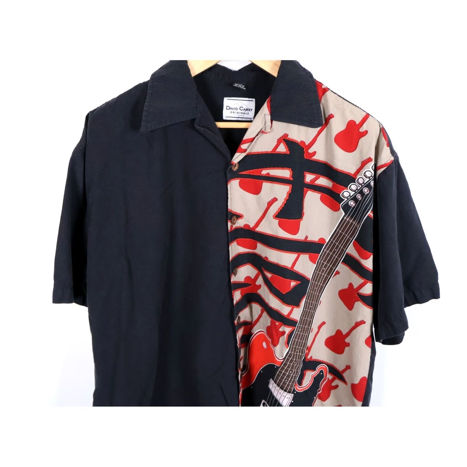 Vintage VINTAGE David Carey Shirt Men's XL Rayon Cotton Blend Camp Collar VTG 90s Geometric Black Short Sleeve Button-Up Spread Collar Size US XL / EU 56 / 4 - 4 Thumbnail