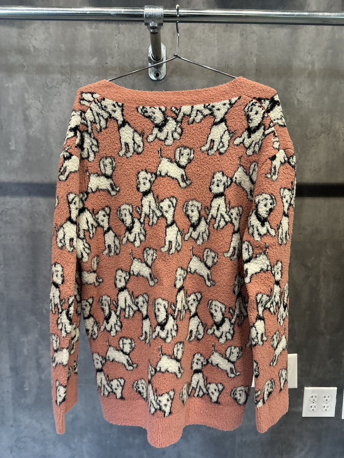 Celine CÉLINE PINK COTTON JACQUARD BRAIN ON DALMATIAN CARDIGAN Size US XL / EU 56 / 4 - 4 Thumbnail