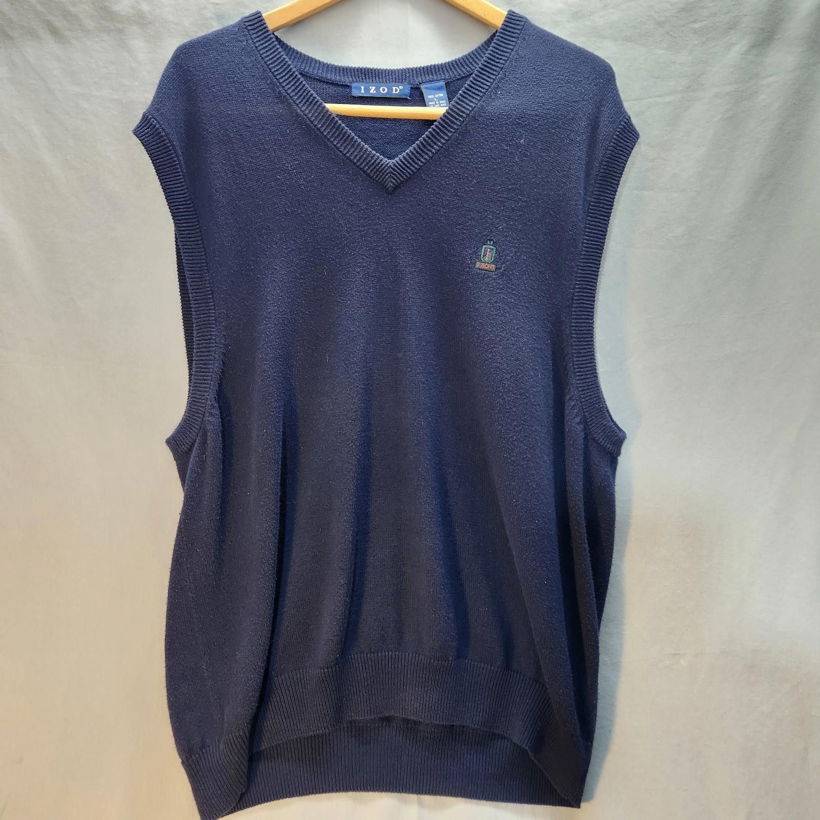 Izod Vintage IZOD Cotton Sweater Vest Blue Mens Size Large Size US L / EU 52-54 / 3 - 1 Thumbnail
