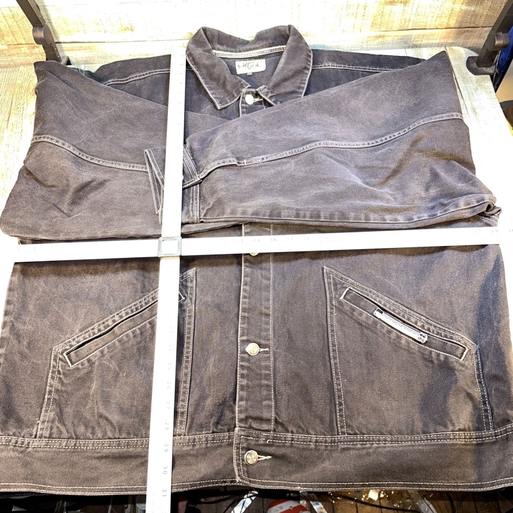 Lifted Anchors Lifted Anchors Denim Jacket Black Heavy Stitch Distressed Look Bomber Jacket 3XL Mens Jacket Denim Cotton Black Size US XXL / EU 58 / 5 - 2 Thumbnail