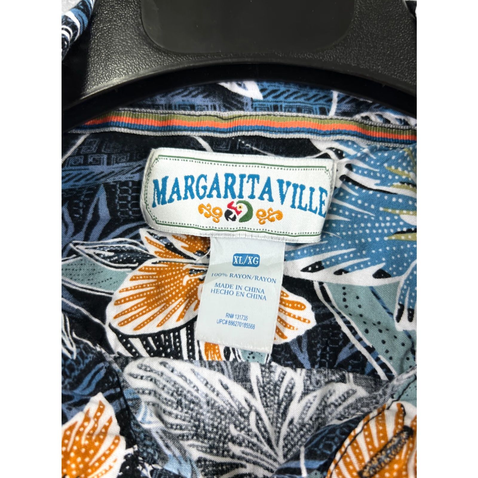 Vintage Margaritaville Shirt Mens XL Blue Floral 100% Rayon Hawaiian Button Up Size US XL / EU 56 / 4 - 6 Thumbnail