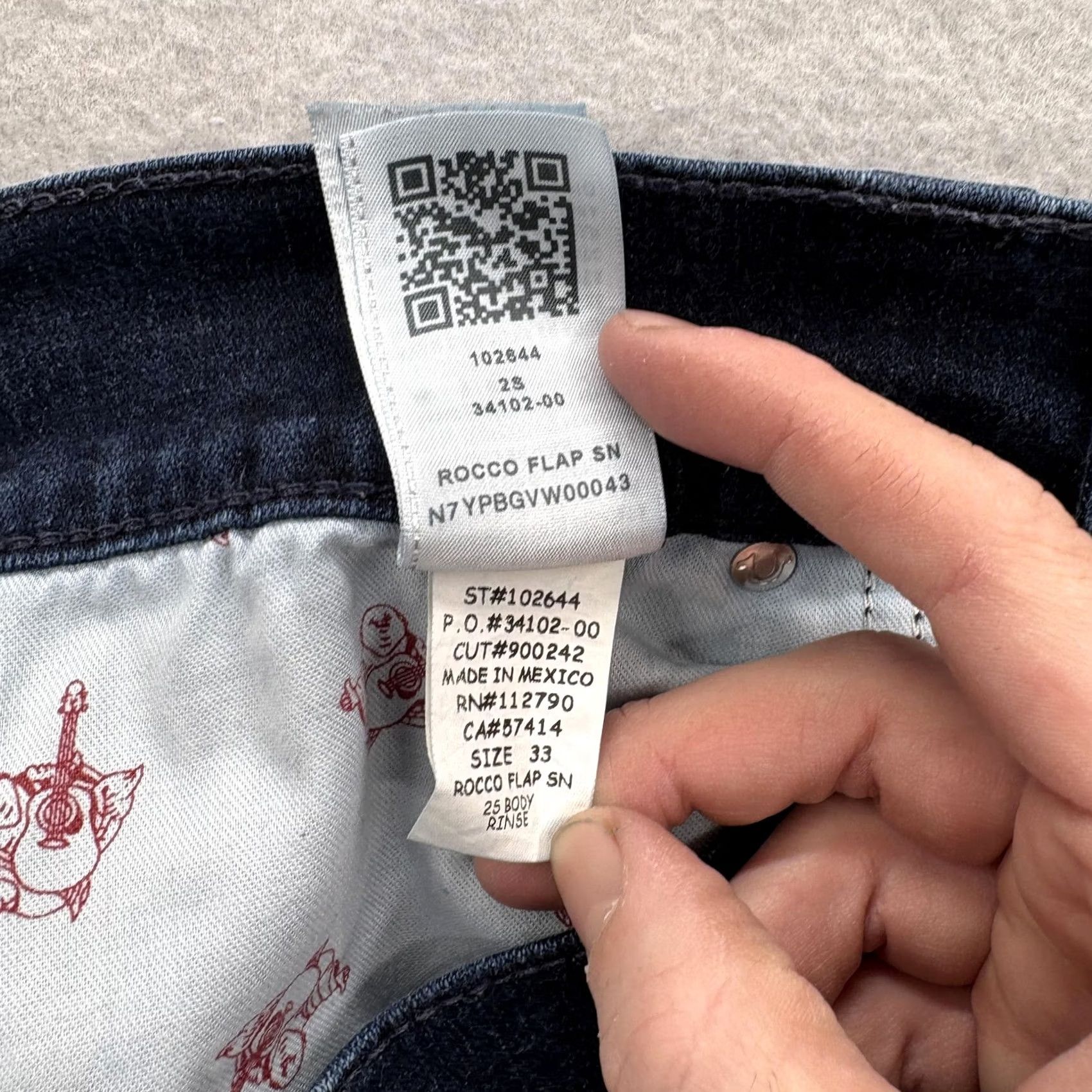 True Religion True Religion Rocco Jeans Mens 33x34 Blue Rinse Slim Stretch Denim Flap Logo Pockets Zip Casual Vintage: No Size US 33 - 7 Thumbnail