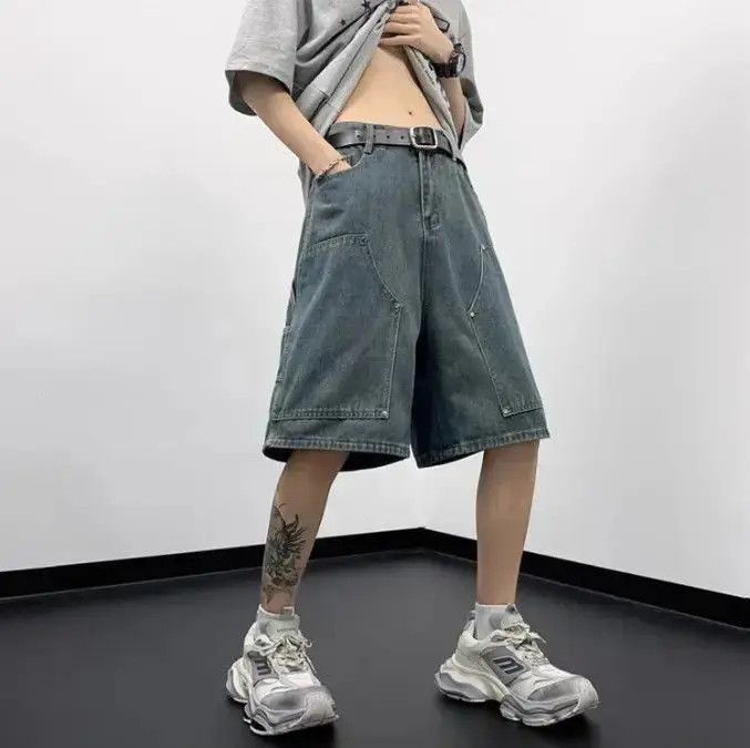 Japanese Brand Retro loose fitting straight leg denim shorts Size US 32 / EU 48 - 3 Thumbnail