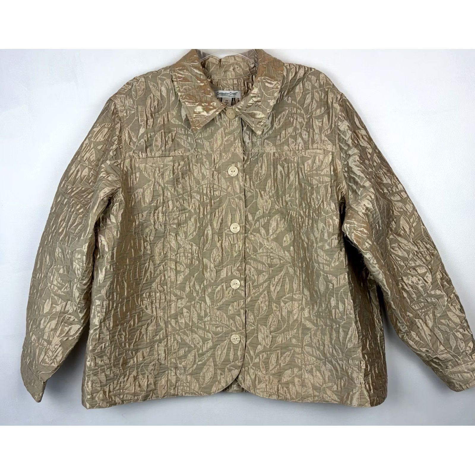 Coldwater Creek Coldwater Creek Blazer Womens 2X Gold Textured Button Jacket Vintage 80s Beach Bohemian Classic Size XXL / US 16-18 / IT 52-54 - 2 Thumbnail