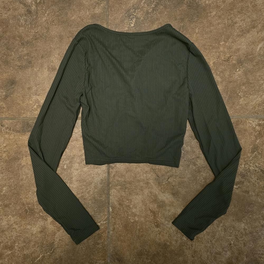 Shein Dark Olive Cropped SHEIN Long Sleeve Size XS / US 0-2 / IT 36-38 - 2 Thumbnail