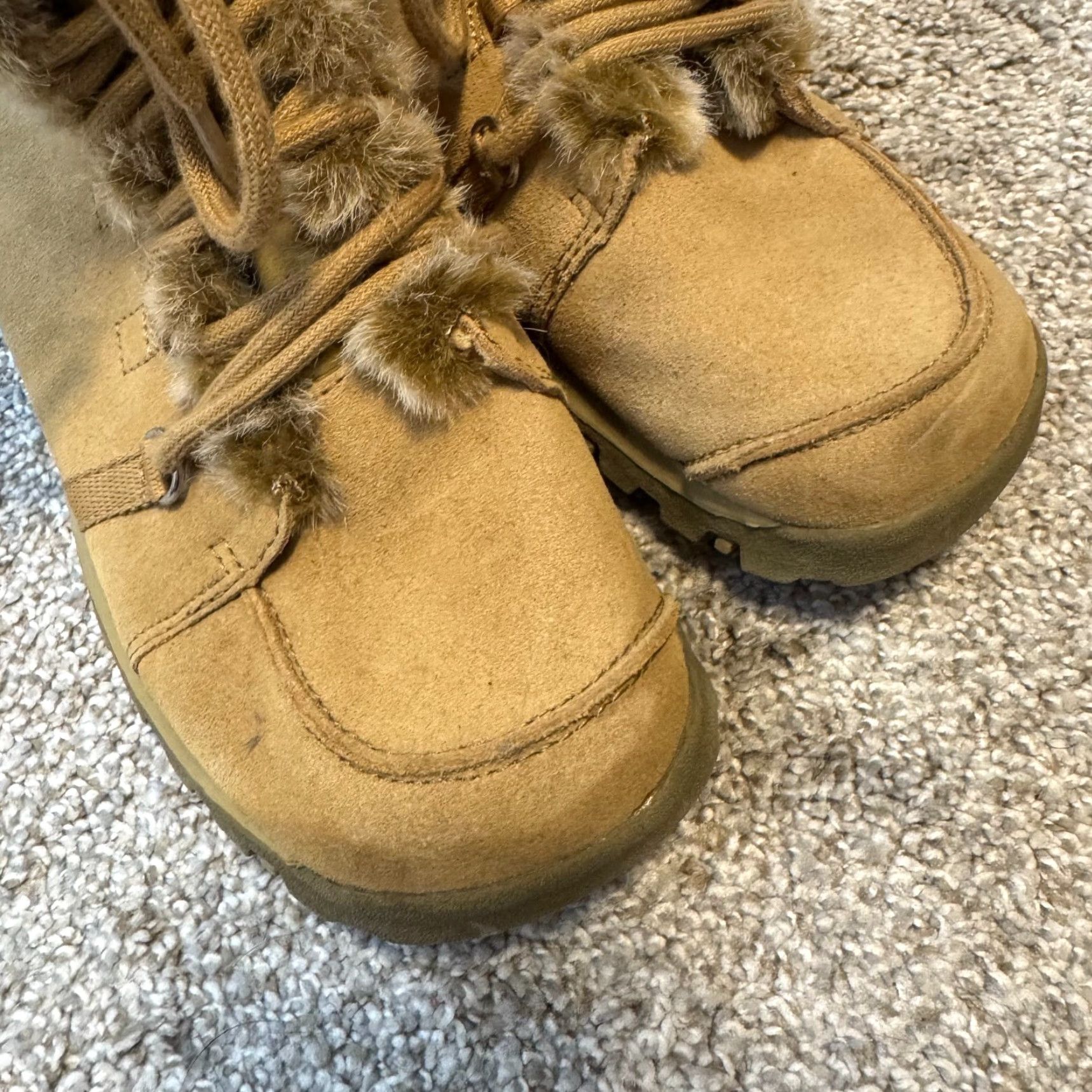 SKECHERS VINTAGE Sketchers Winter Snow Boots Women 6.5 Beige Faux Fur Suede Tan Camel - 1990s Snow Boot Womens Size 6.5 Size US 7 / IT 37 - 5 Thumbnail