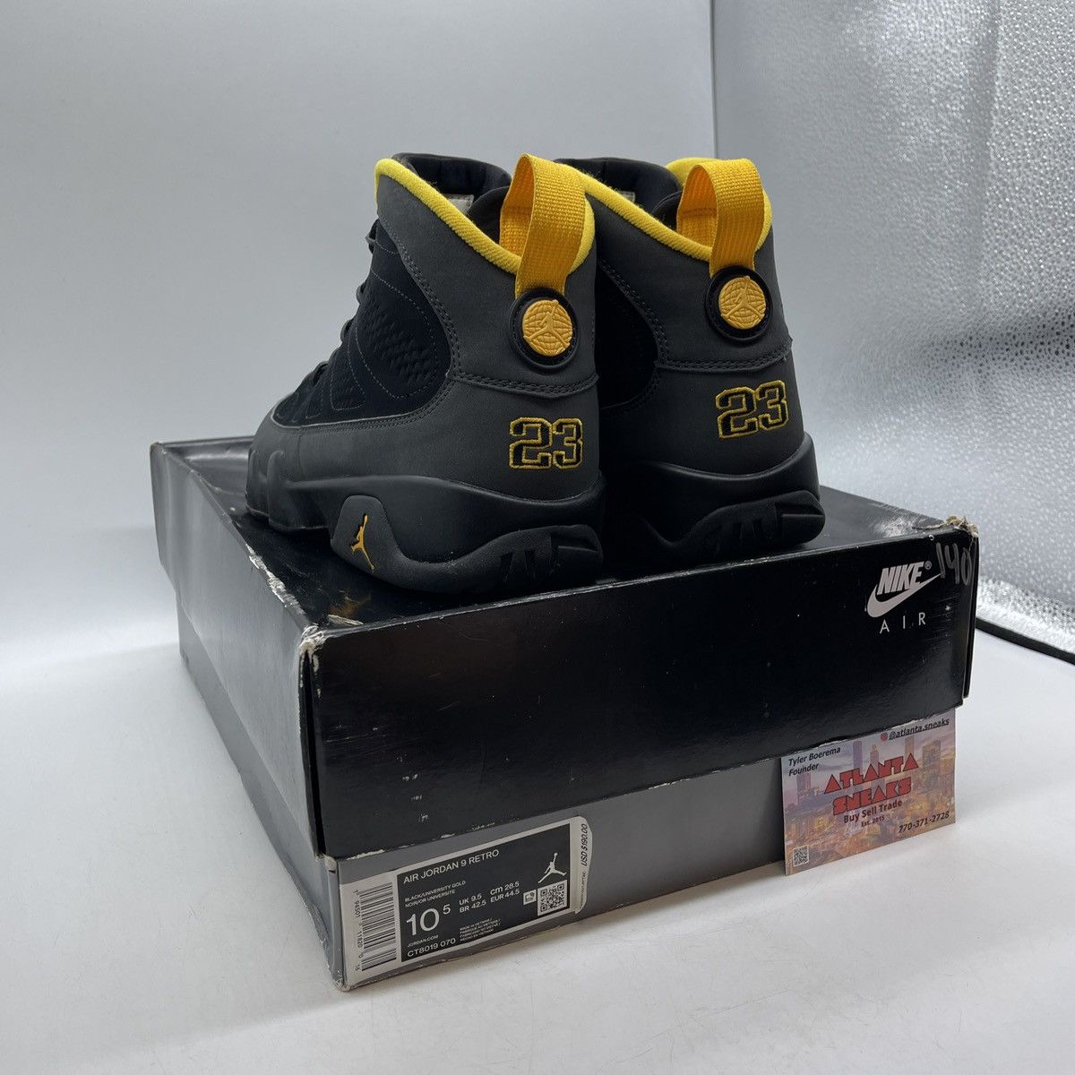 Jordan Brand Air Jordan 9 dark charcoal university gold Size US 10.5 / EU 43-44 - 4 Thumbnail