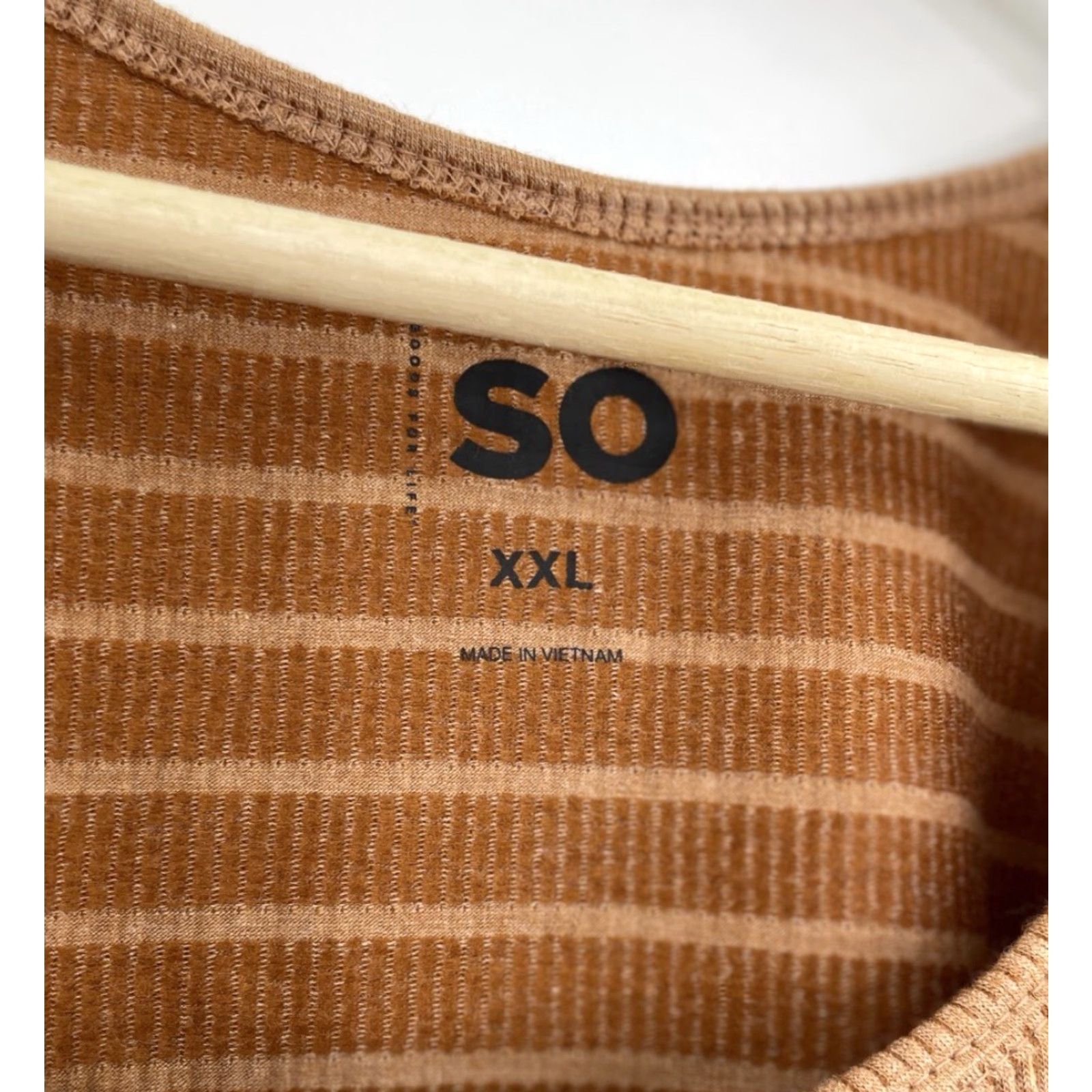 Camel SO Cropped Blouse Shirt Womens 2XL Cap Sleeve Striped Brown Boho Cropped Tie String Stretch Sleeveless? Size XXL / US 16-18 / IT 52-54 - 4 Thumbnail